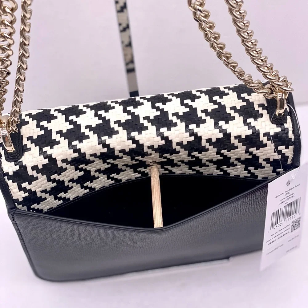 Kate Spade Remi Woven Houndstooth Flap Chain Shoulder Bag Crossbody